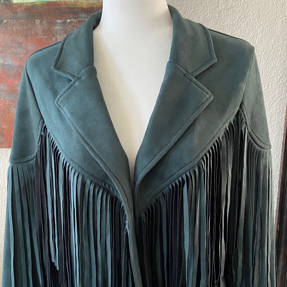 Sale! Dark Green Trendy Fringe Jacket, size M. New - Picture 8 of 15